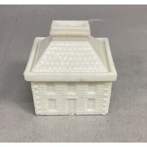 Westmoreland Milk Glass Schoolhouse Mustard Jar With Lid